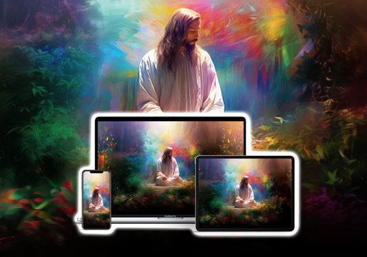 JESUS PRAYING / Digital Wallpaper for Phone, Tablet, Computer