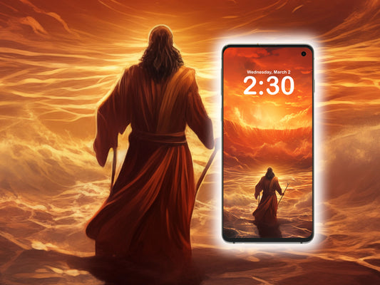 MOSES & THE RED SEA / Digital Phone Wallpaper Instant Download