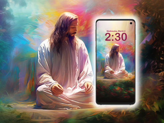 JESUS PRAYING / Digital Phone Wallpaper Instant Download