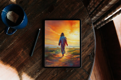 FOLLOWING JESUS / Digital Wallpaper for Phone, Tablet, Computer