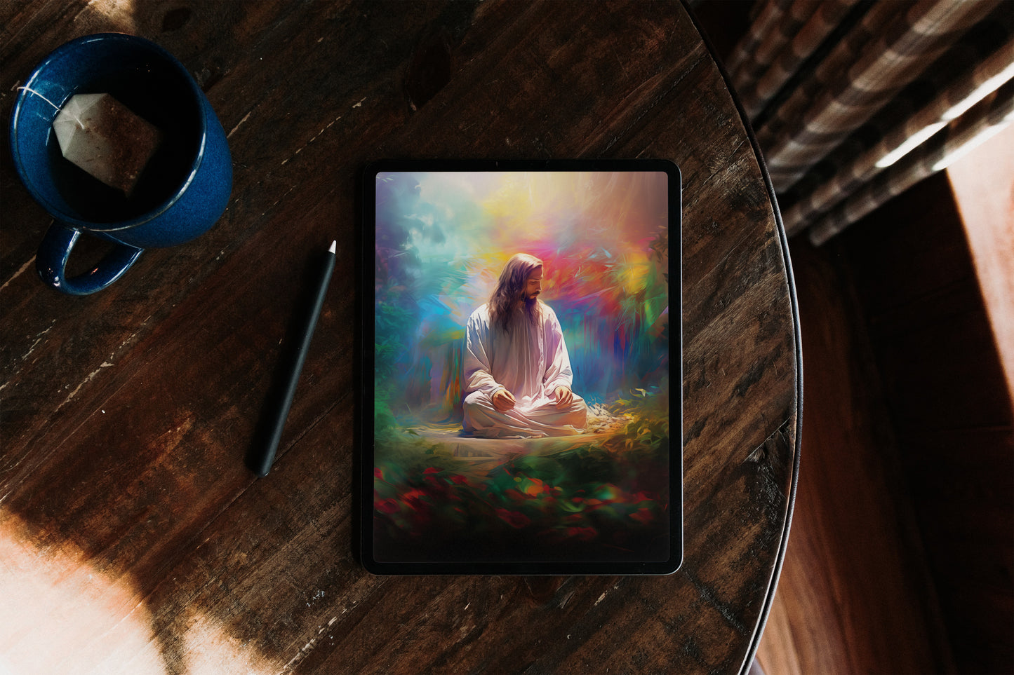 JESUS PRAYING / Digital Wallpaper for Phone, Tablet, Computer